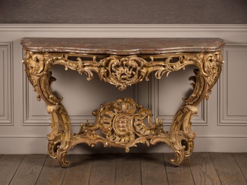 Exceptionnelle console d’époque Louis XV - Mobilier Style Louis XV