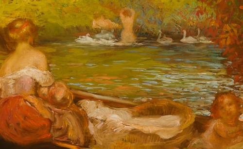 Gaston La Touche  (1854-1913) - Boat trip under the bridge, Saint Cloud - Paintings & Drawings Style 