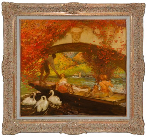 20th century - Gaston La Touche  (1854-1913) - Boat trip under the bridge, Saint Cloud