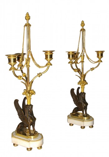 Pair of candelabra with sphinxes, Directoire period