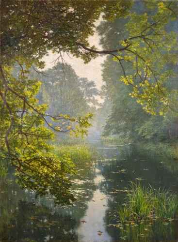 Henri Biva (1848-1928) &quot;Pond in the mist&quot;  Salon de Paris  1910 