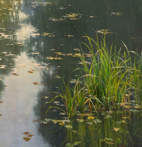 Paintings & Drawings  - Henri Biva (1848-1928) &quot;Pond in the mist&quot;  Salon de Paris  1910 