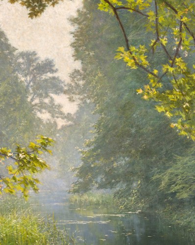 20th century - Henri Biva (1848-1928) &quot;Pond in the mist&quot;  Salon de Paris  1910 