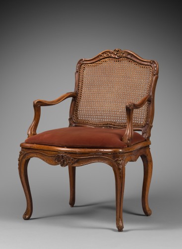 18th century - Caned &quot;Fauteuil de bureau&quot; by Etienne Meunier