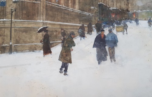 Luigi Loir (1845 - 1916) - Paris sous la neige - Tableaux et dessins Style 