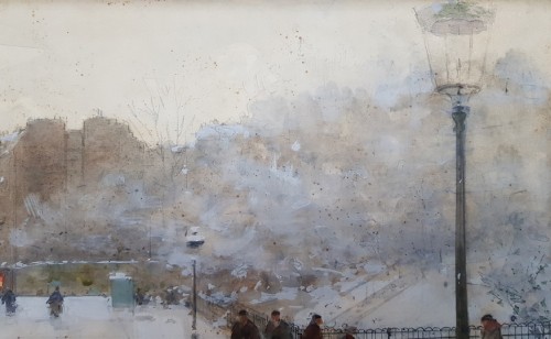 Tableaux et dessins  - Luigi Loir (1845 - 1916) - Paris sous la neige