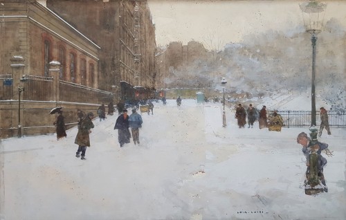 19th century - Luigi Loir (1845 - 1916) - Paris under the snow