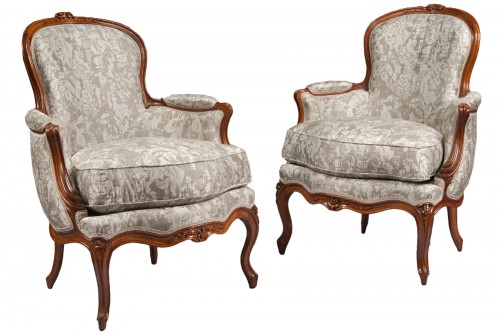 Pair of "Bergères" Louis XV period , attributed to Pierre Nogaret