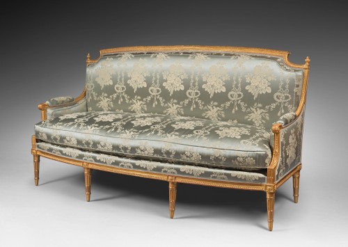 Antiquités - Superb carved and gilded wooden sofa Stamped by Adrien DUPAIN