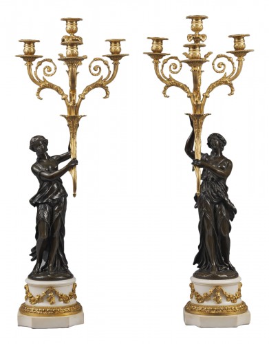 Large Pair of Richly Decorated Candelabras
