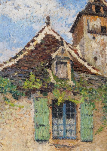 Henri Martin (1860-1943) - Village médiéval de Saint Cirq Lapopie - Paintings & Drawings Style 