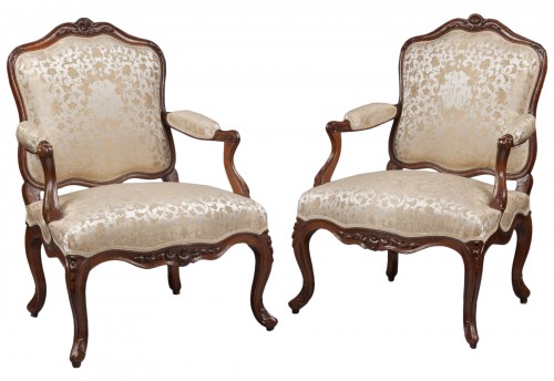 Pair of Louis XV period "A la Reine" armchairs