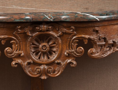 Carved natural oak console - Furniture Style French Regence