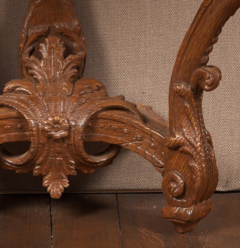 Carved natural oak console - 