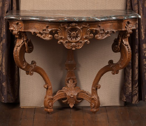 18th century - Carved natural oak console