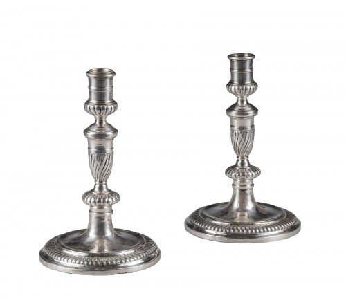 Pair of small silver plated torches, First half of the 18th century 