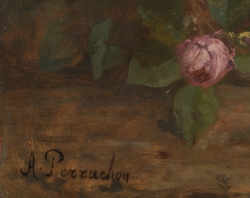 André Benoît Perrachon (1827-1909) - Bouquet de fleurs - Tableaux et dessins Style Napoléon III