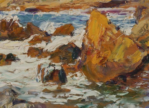Paintings & Drawings  - Jean-Baptiste Olive (1848-1936) - Rocks on the Mediterranean coast 