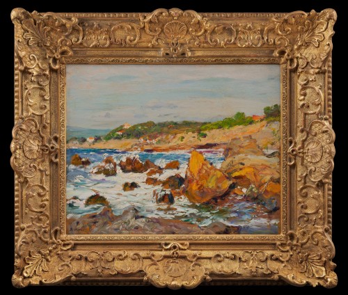 Jean-Baptiste Olive (1848-1936) - Rochers en bord de Méditerranée - Galerie Delvaille