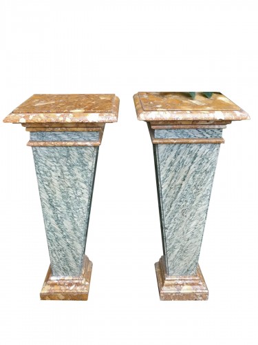 pair of antique coral breccia marble colums