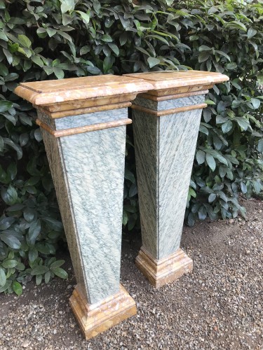 20th century - pair of antique coral breccia marble colums