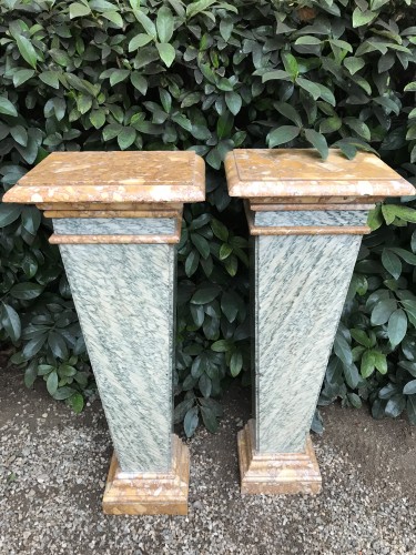 pair of antique coral breccia marble colums - 