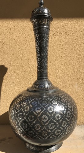 18th century - Indian bidri  metal flask 