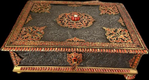 Coffret en corail, argent et bronze doré