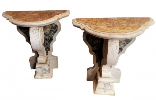 pair of Italian marble consoles