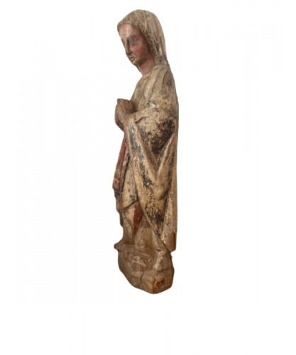 Vierge de l'Annonciation polychrome, Catalogne - Sculpture Style Moyen Âge