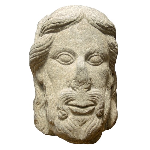 Romanesque Christ Head, Upper Rhine 12th century.