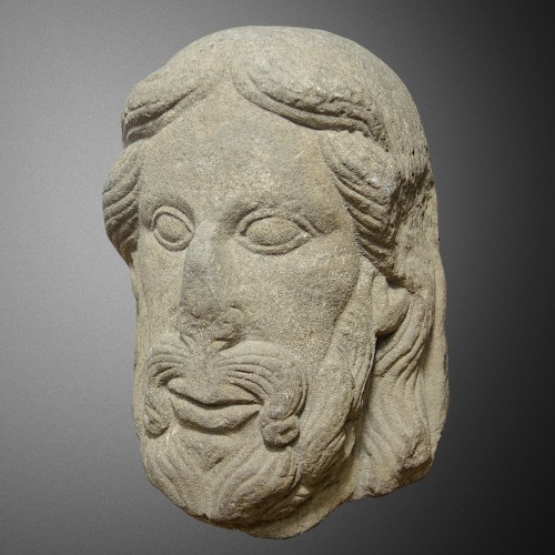 Sculpture  - Romanesque Christ Head, Upper Rhine 12th century.