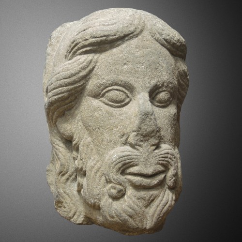 Romanesque Christ Head, Upper Rhine 12th century. - 