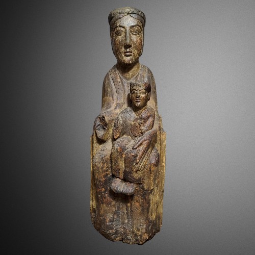 Romanesque Enthroned Virgi,. Burgundy 12th century - Sculpture Style Middle age