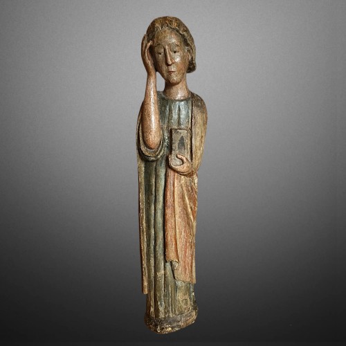 Saint John at the Calvary, Polychrome wood - Sculpture Style Middle age