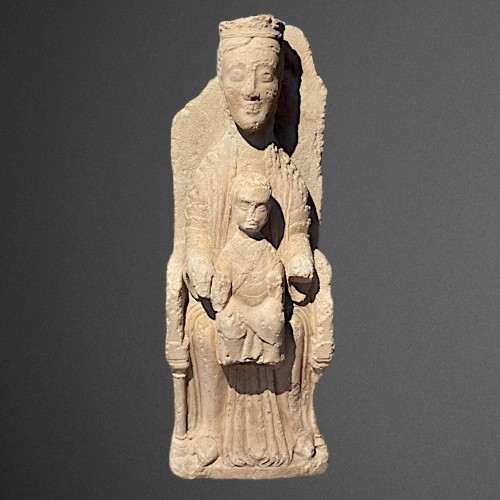 Romanesque Madonna and Child, Sedes Sapientiae - Sculpture Style Middle age