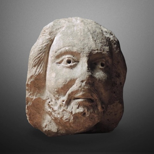 Romanesque Marble Prophet Head South of France - Sculpture Style Middle age