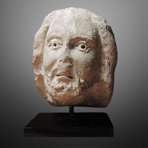 Sculpture  - Romanesque Marble Prophet Head South of France