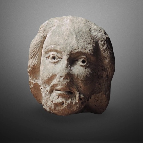 Romanesque Marble Prophet Head South of France - Middle age