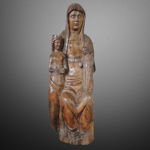 Sainte Anne trinitaire - Anna Selbdritt. Rhin supérieur fin XIIIe siècle - Art sacré, objets religieux Style Moyen Âge