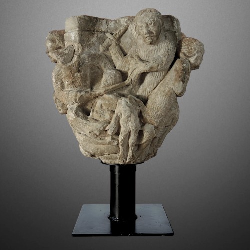 Sculpture Sculpture en pierre - Chapiteau roman historié provençal, Hérode et le Massacre des Innocents