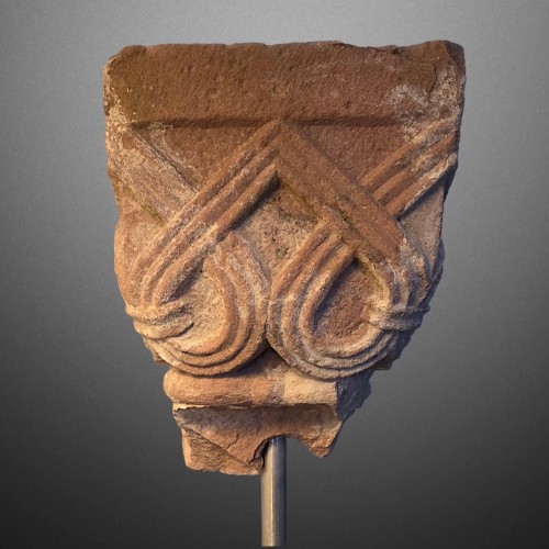 Romanesque capital with interlace decoration, Franconia 12th century - Sculpture Style Middle age