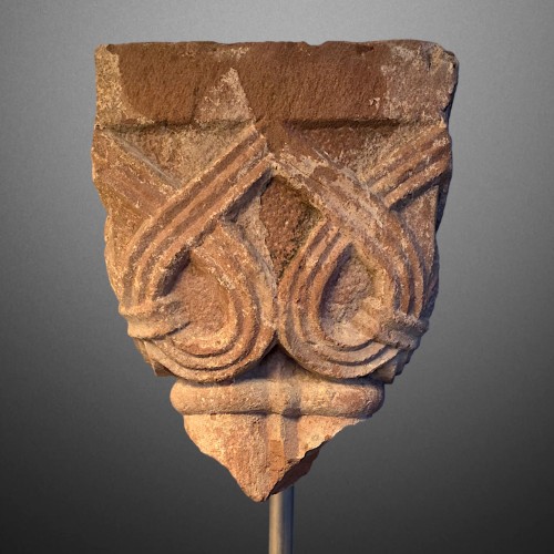Romanesque capital with interlace decoration, Franconia 12th century - 