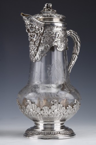 Boin Taburet - Pair of pitchers in crystal and sterling silver 19th century - Antique Silver Style Napoléon III