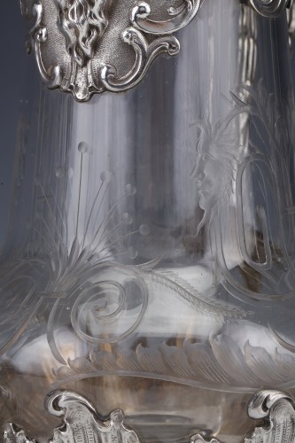 Napoléon III - Boin Taburet - Paire de Pichets en cristal et argent massif XIXè