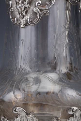 Napoléon III - Boin Taburet - Pair of pitchers in crystal and sterling silver 19th century