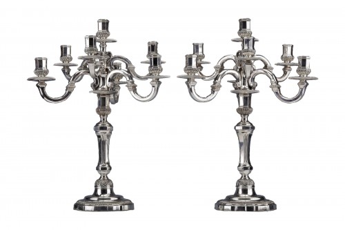 Puiforcat - Important Pair of late 19th century solid silver candelabra