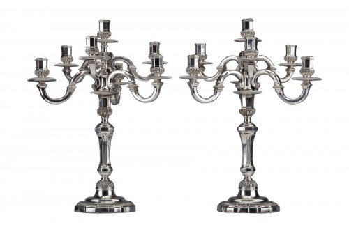 Puiforcat - Paire de candélabres argent massif fin XIXè