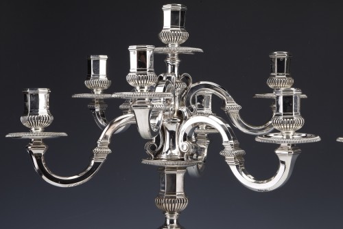 Puiforcat - Important Pair of late 19th century solid silver candelabra - Antique Silver Style Napoléon III