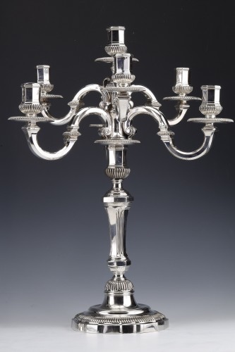 19th century - Puiforcat - Important Pair of late 19th century solid silver candelabra